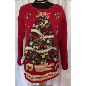 Heirloom Collectible Ugly Christmas Sweater Wm’s Lg Christmas Tree VTG